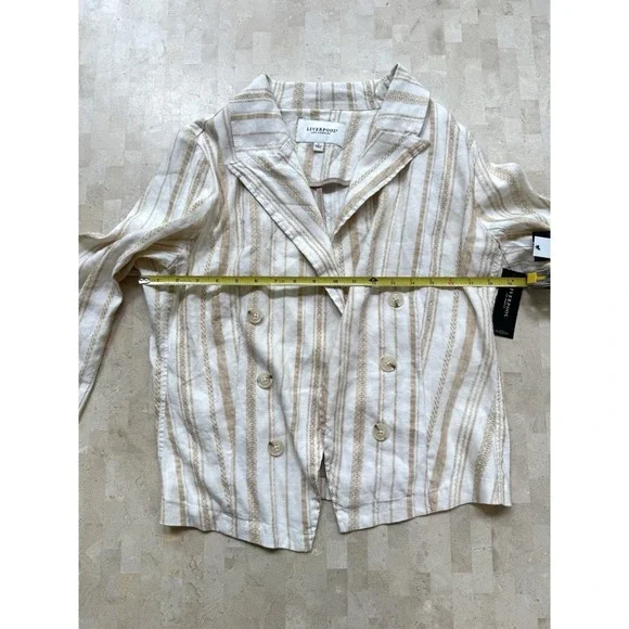 Liverpool Los Angeles Womens Open Front Blazer Jacket Cream Linen Sz L NWT - Picture 6 of 11